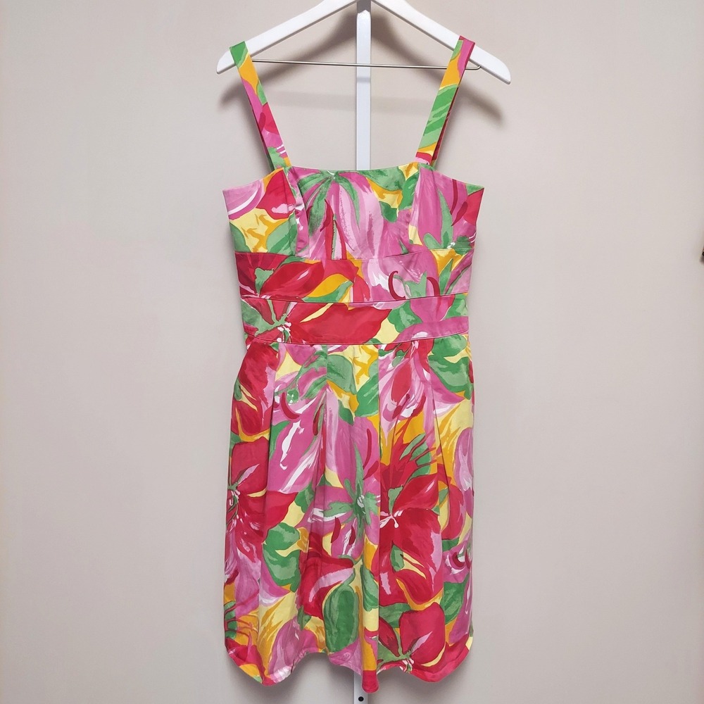 American Living Dress Floral Colorful Sleeveless Square Neck 10 Maximalist Derby
